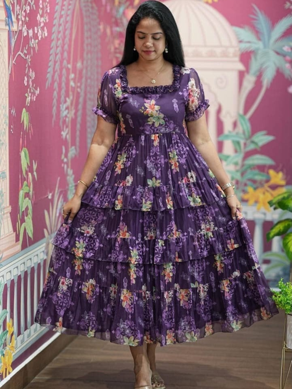 Purple Floral Goven